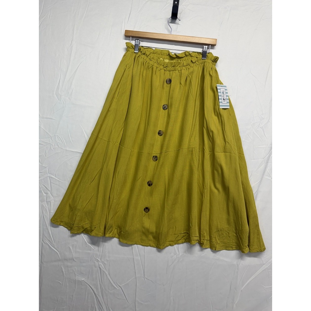 Tulip B A-Line Skirt Women's XL Mustard Yellow Elastic Waist NWT Casual Wear - Picture 2 of 5